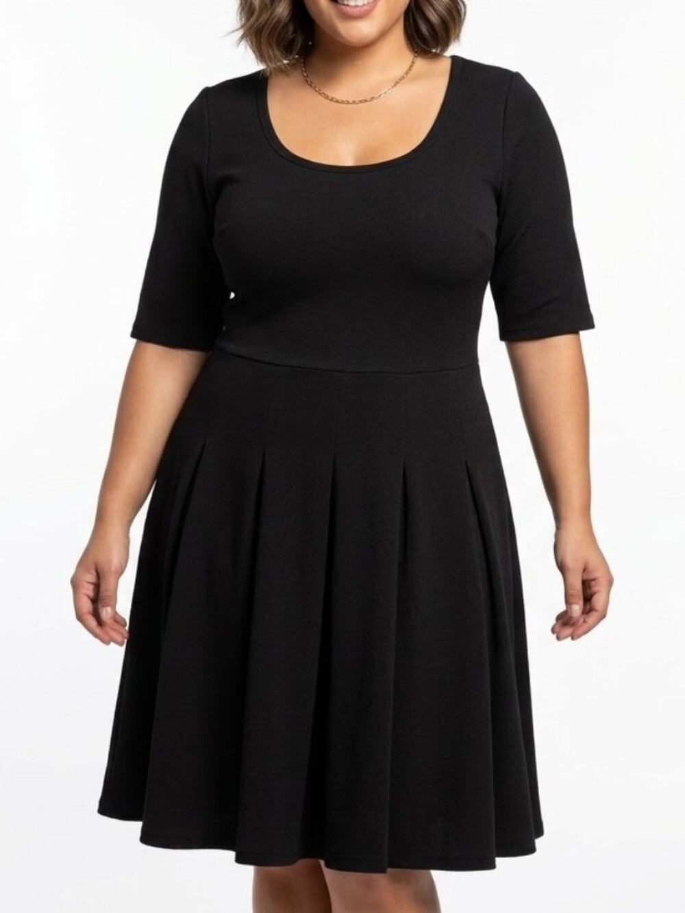 LulaRoe Black Fit Flare Midi Dress 2XL Scoop Neck Whimsigoth Goth Minimalist